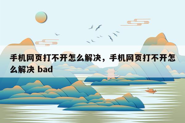 手机网页打不开怎么解决，手机网页打不开怎么解决 bad